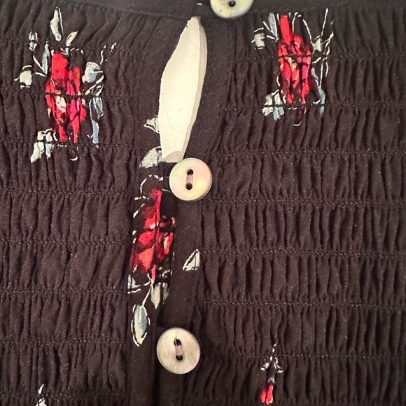 J. Jill Black Floral 3/4 Sleeve Blouse Boho Lightweight Rose Print Mature Sz L - Picture 7 of 9